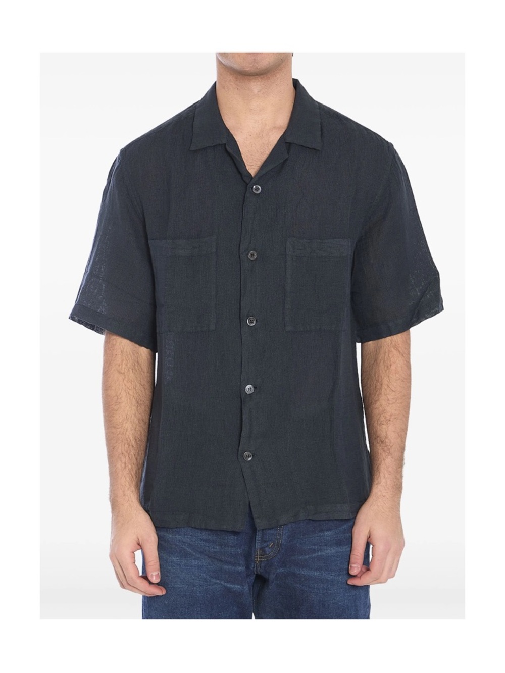 Barena Men's Short-Sleeve Button-Down Shirt in Charcoal